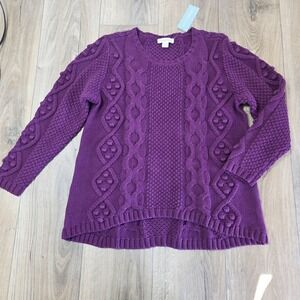 Women's Coldwater Creek‎ Cable Knit Sweater Midnight Villeg  Size Large New $90